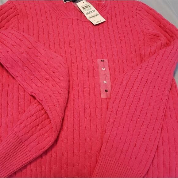Karen Scott Ribbed Crew Neck Sweater Casual Pink Preppy New NWT Classic - Picture 7 of 15